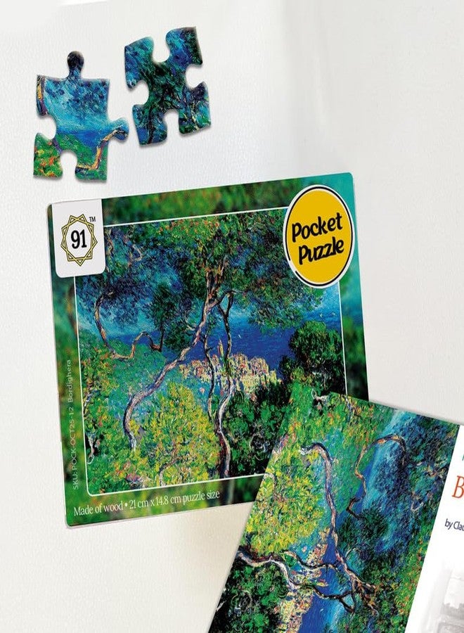 91Knots | Claude Monet - Bordighera 108pcs Wooden Art Puzzle A5 | Classical Painting Jigsaw for Adults & Teens | Mindful Brain Teaser | Ideal Travel Friendly Gift - Image 1